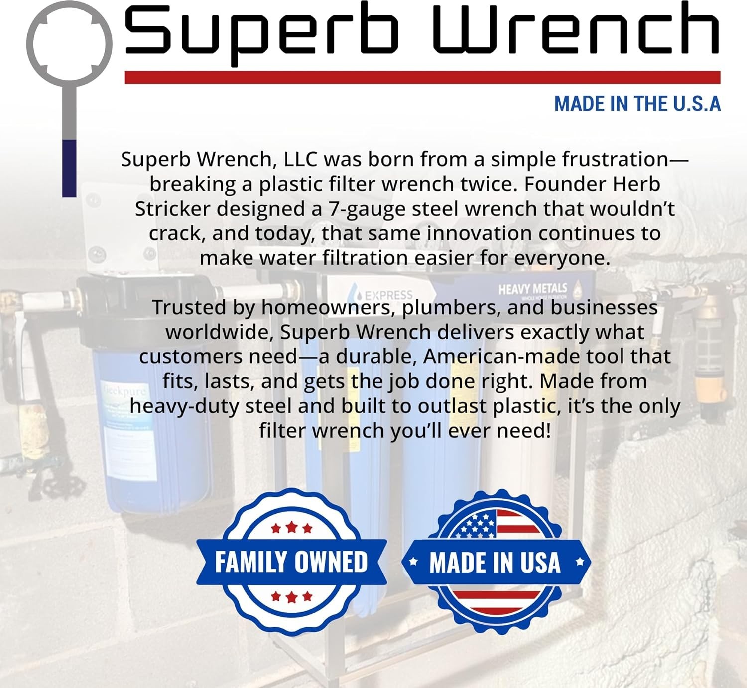 Durable 6 In Water Filter Housing Wrench Compatible with American Plumber