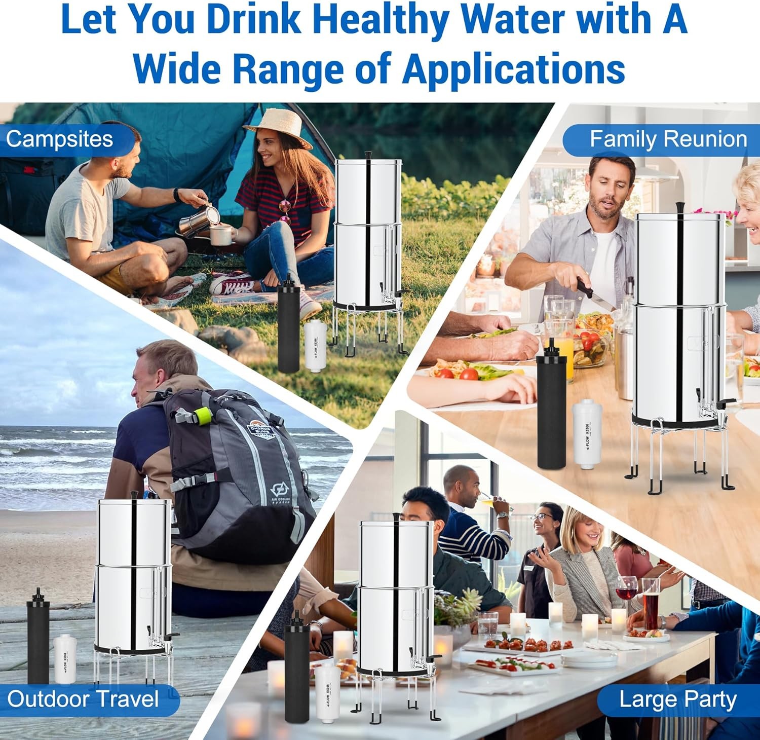 Virego Gravity Water Filter Replacement for Berkey BB9-2 4-Pack Combo