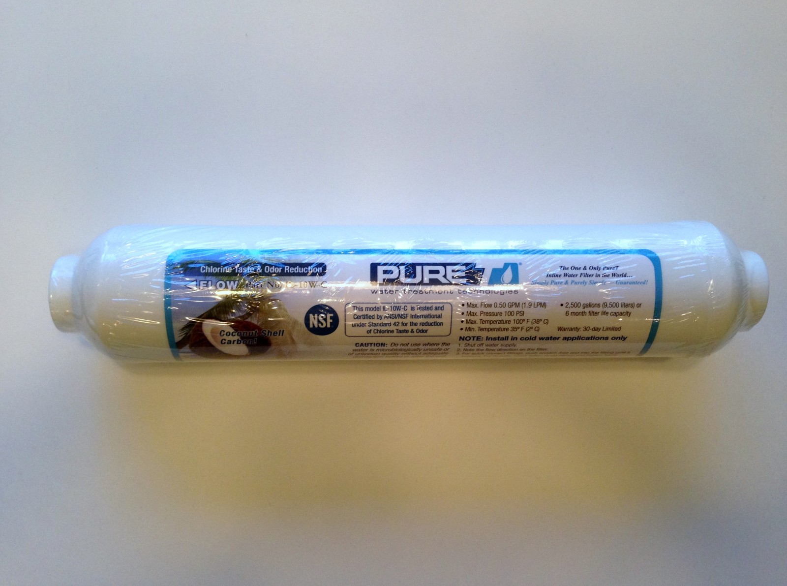 REVERSE OSMOSIS IN-LINE CARBON FILTER 10 X 2 3/8″ FPT THREADED ENDS – CASE OF 25