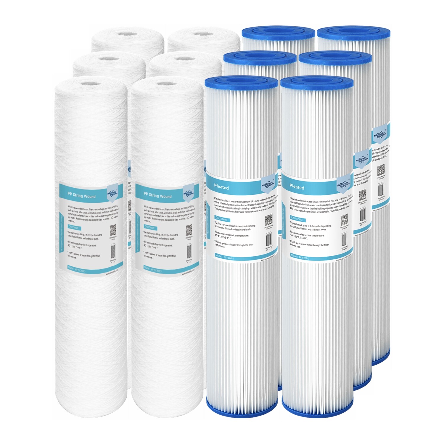 20″x4.5″ for Big Blue Pleated String Wound Sediment Water Filter 5/20/50 Micron