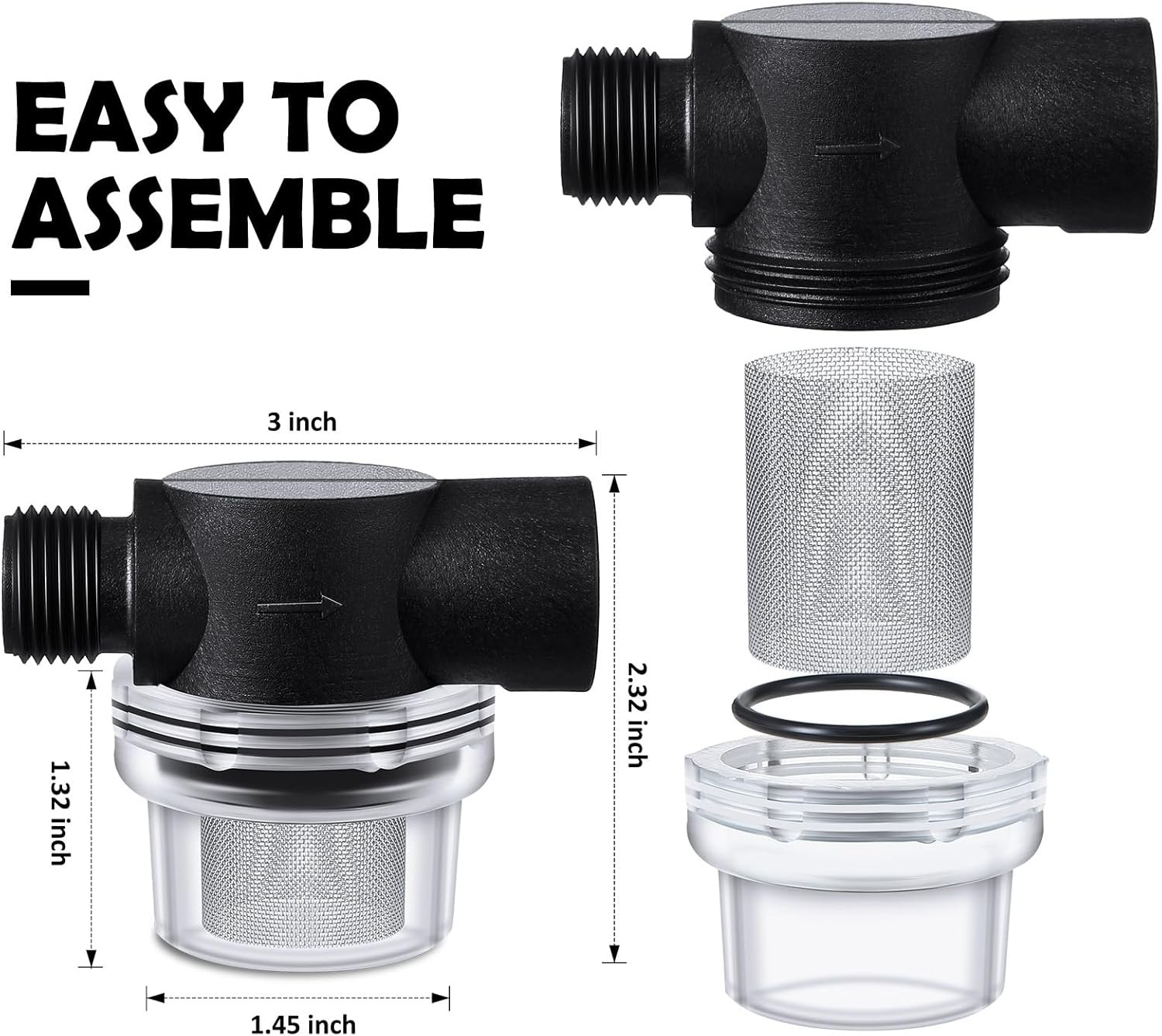 2 Pcs Water Pump Strainer Filter Set Include Twist on Pipe Filter and Extra 50 M