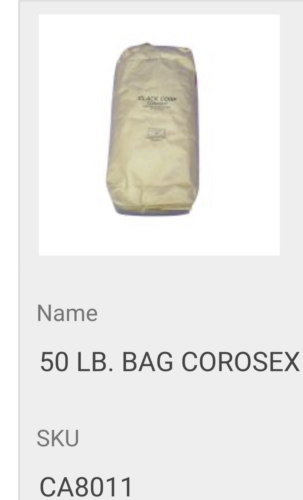 Corosex (.66 CU) 50 Lbs By Clack Great Price Local Pick Up Chicagoland