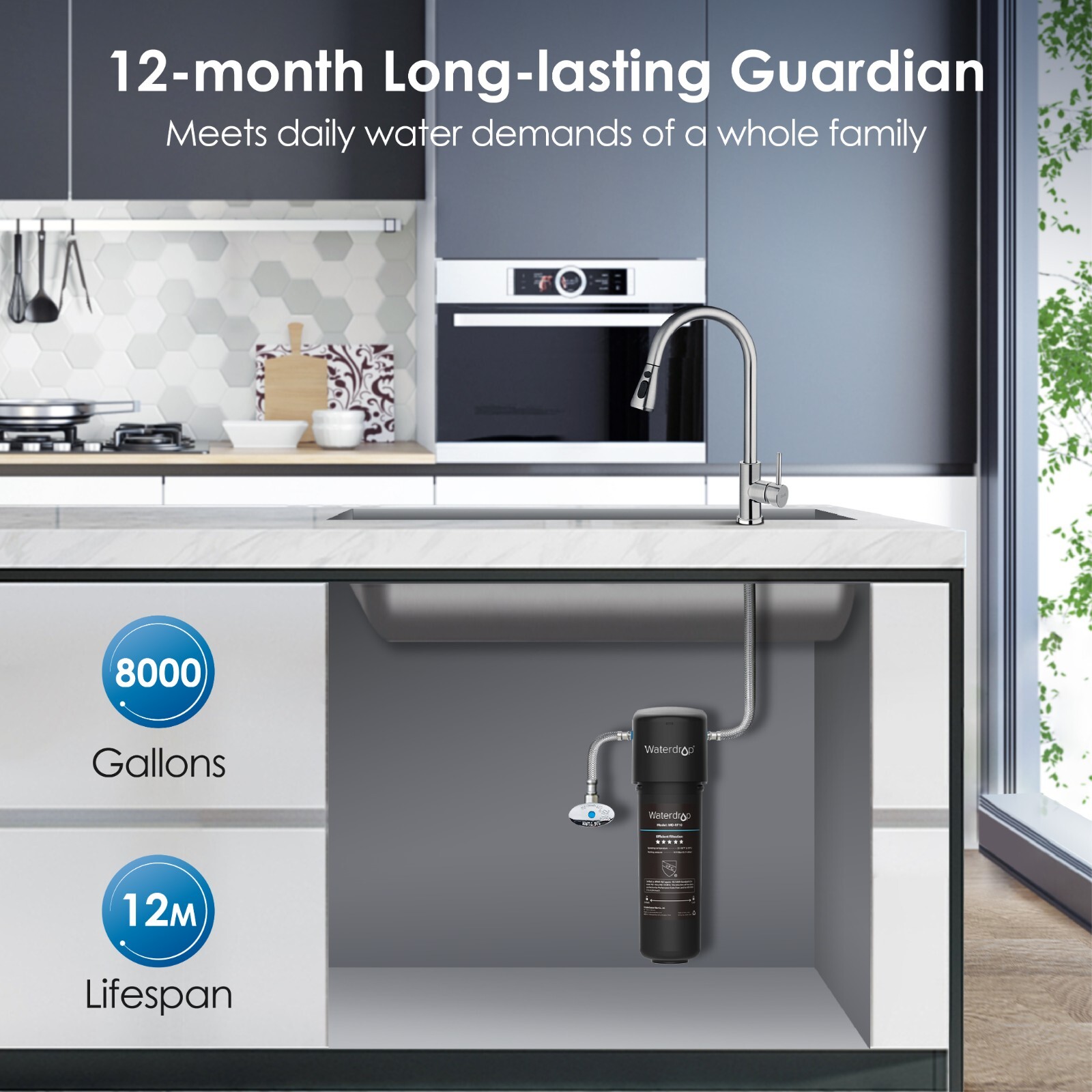 Waterdrop 10UA Under Sink Water Filter System AND WD-RF10 Water Filter,8000 GAL