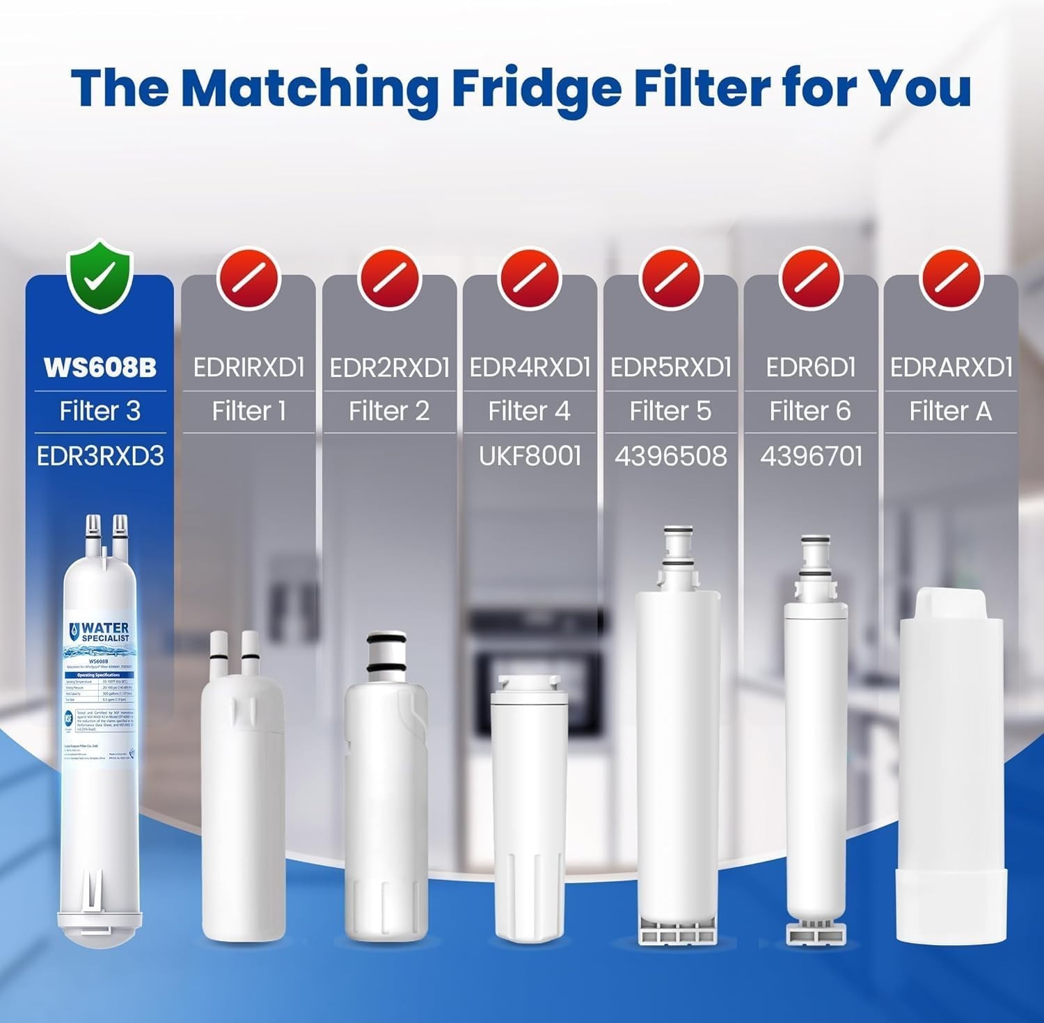 Fast-Flow NSF Certified Refrigerator Water Filters, 2 Count for Superior Taste