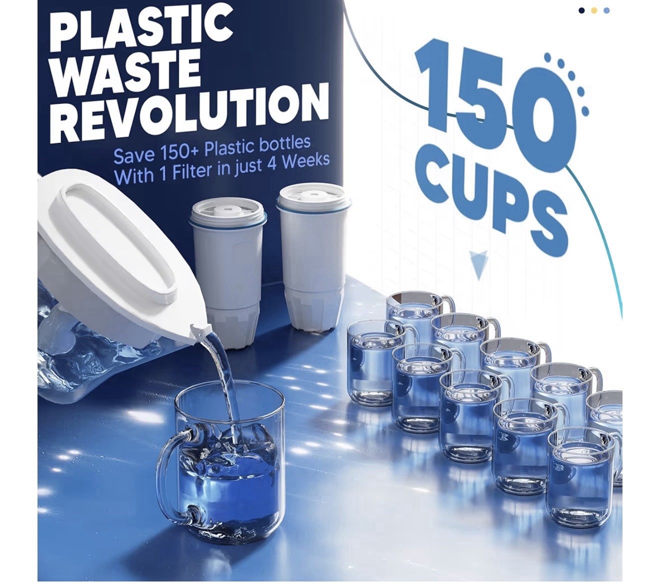 Water Filter Replacement Fit for Zero Pitcher and Dispenser ZR-001 ZR-017 6 Pack