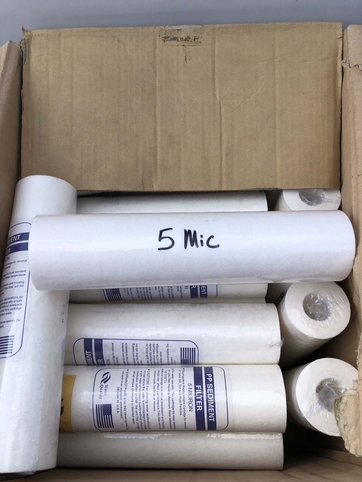 5x 5 Micron Filtration x 10″ long Standard Size PP Sediment Filter Cartridge RO