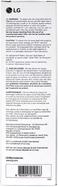 200 Gallon Capacity Refrigerator Water Filter Replacement ADQ74793501 White
