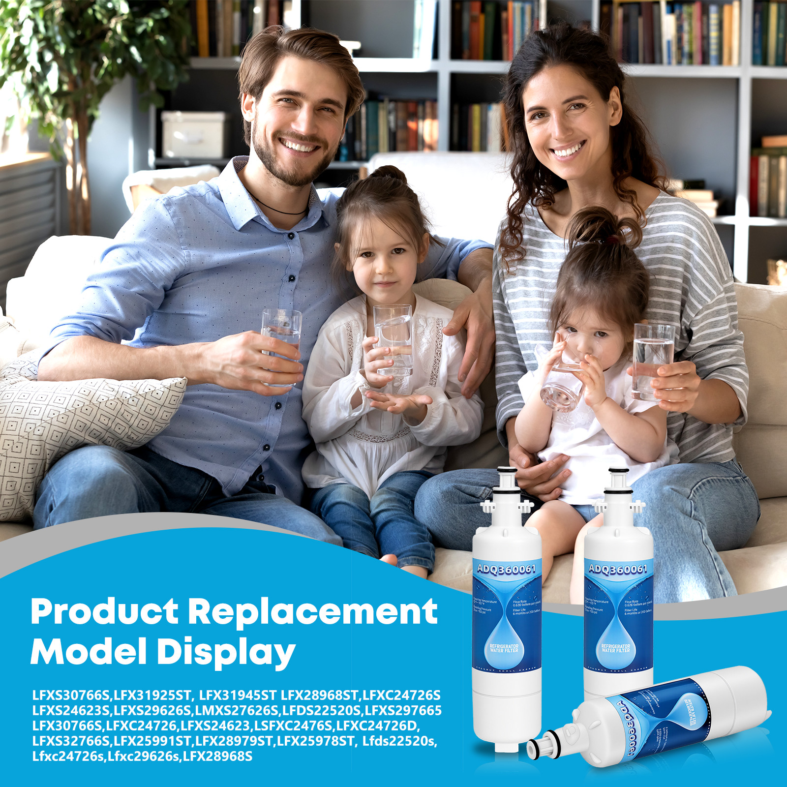 6 Pack Fit for LG LT700P ADQ36006101 46-9690 RFC1200A Refrigerator Water Filter