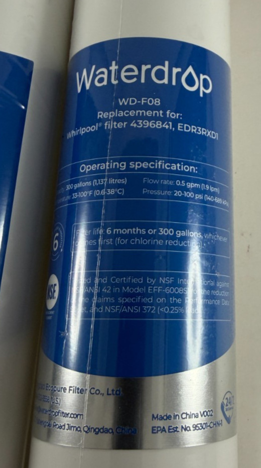 2 Pack of Genuine Waterdrop Filters Model WD-F08 | New Sealed- Replacement