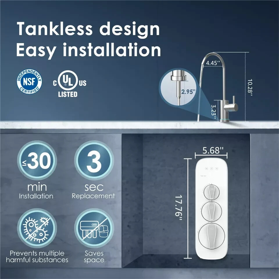 Waterdrop G3 Reverse Osmosis System, Tankless -Certified Refurbished