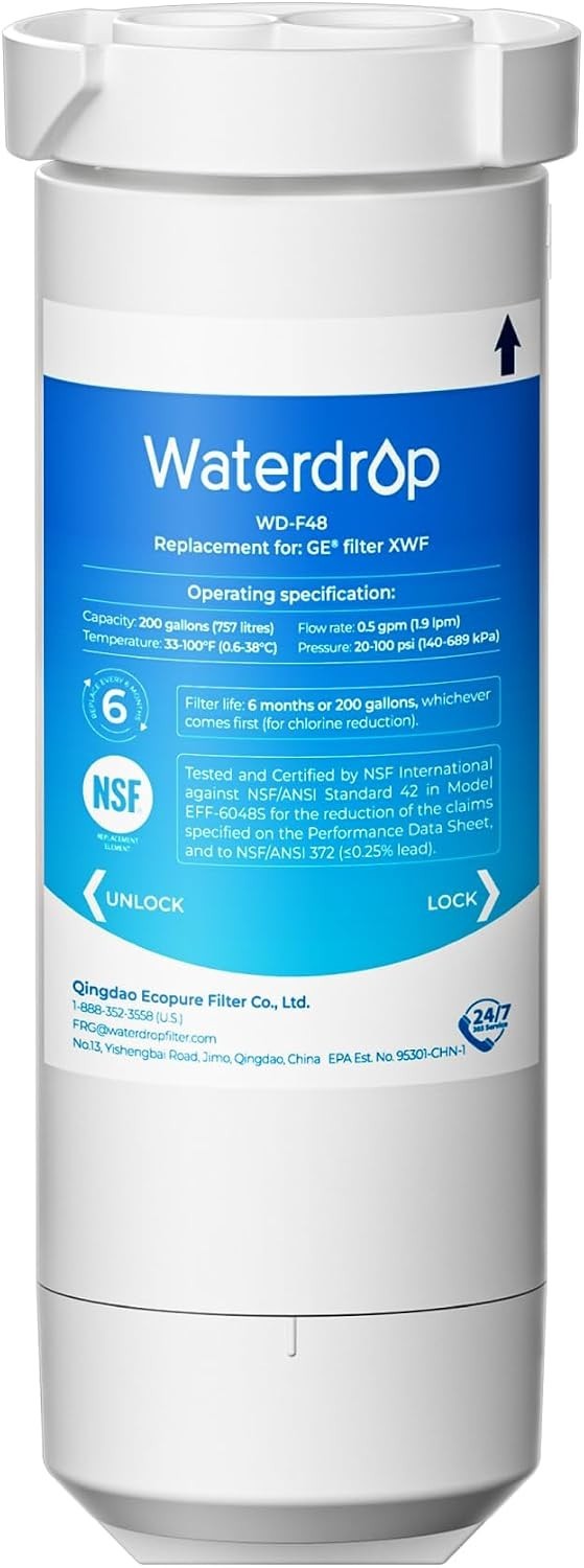 XWF Refrigerator Water Filter, Replacement for GE XWF, WR17X30702, NSF 42 & 3…