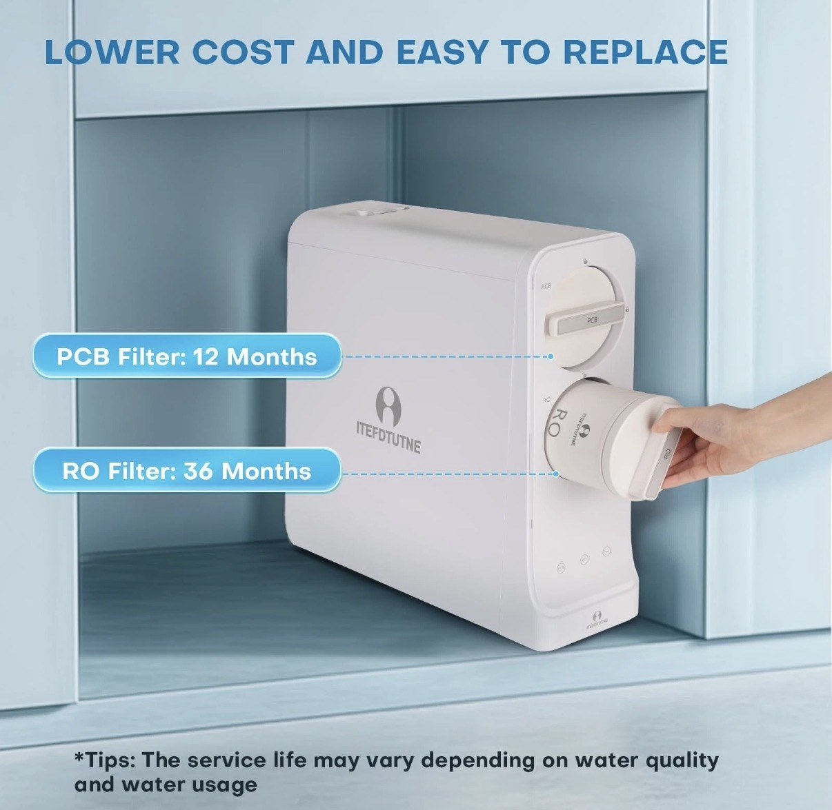ITEFDTUTNE 600 GPD Reverse Osmosis System, 8 Stage Tankless