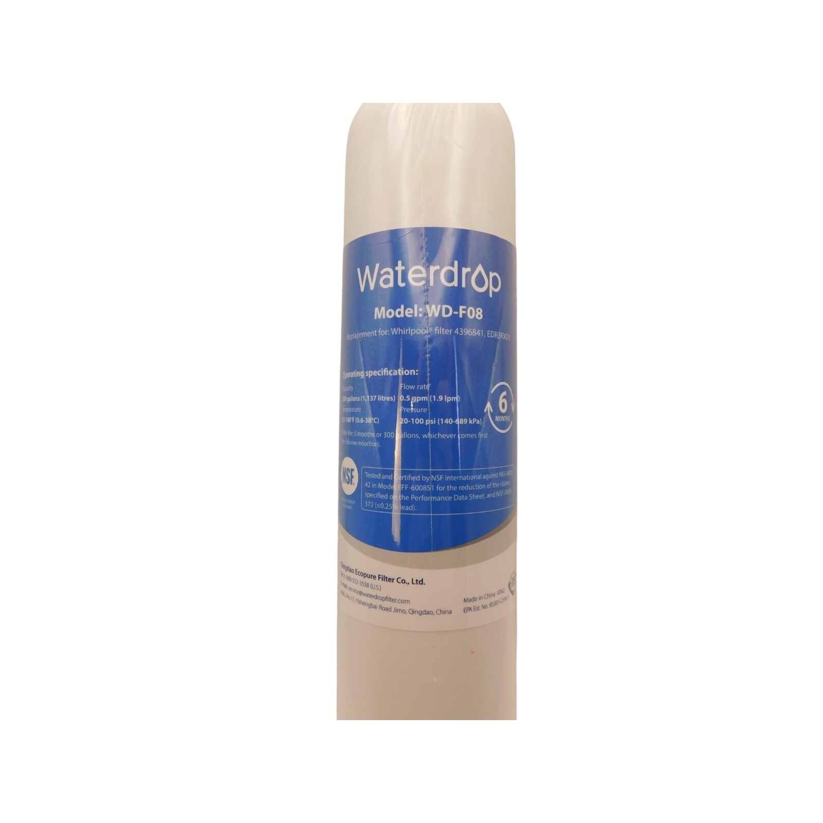 WaterDrop Model: WD-F08 Replacement Refrigerator Water Filter Brand New (Sealed)