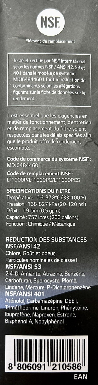 LG LT1000P 6Month / 200Gal Capacity Replacement Refrigerator Water Filter…