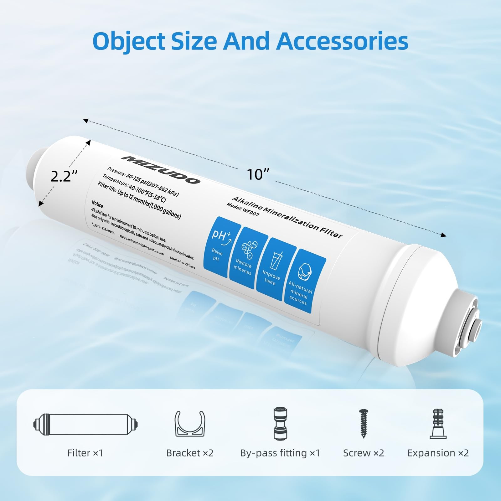 12 Months Remineralization Filter, 1/4″ Quick Connect Alkaline Filter for RO …