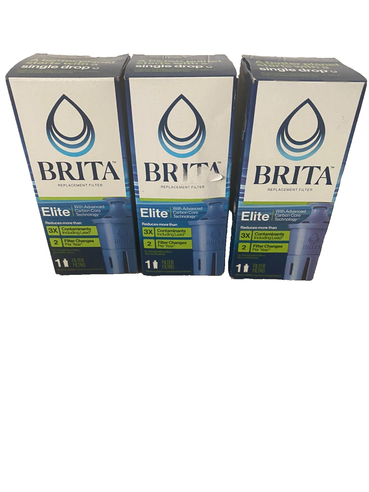 LOT OF 3 Brita Elite Replacement Water Filter for Pitchers & Dispensers