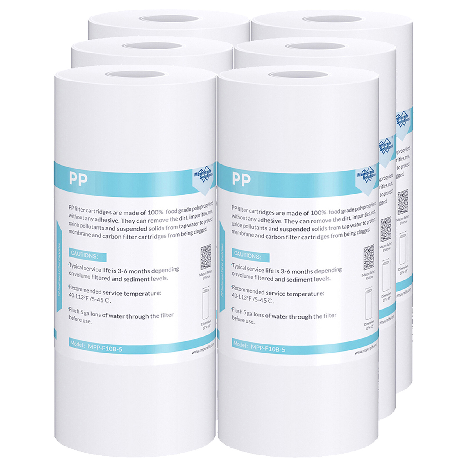 1-6 Pack Whole House Sediment Water Filter 5 Micron 4.5″x10″ Cartridges Replace