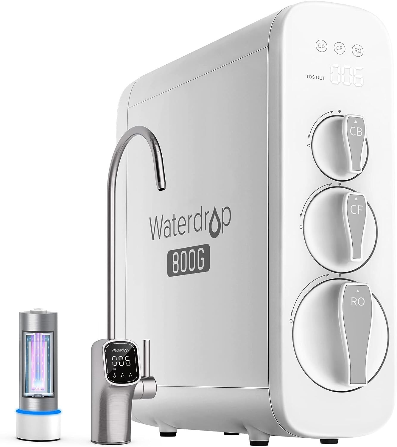 Waterdrop G3P800 Reverse Osmosis System, 800 GPD,G3P800-N2RO & G3-N1CF & G3-N3CB