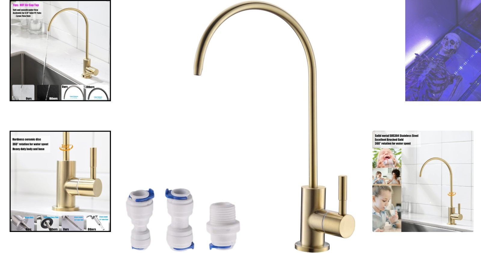 Gold Water Filter Faucet for Kitchen – Leak-Proof Design & Easy Install