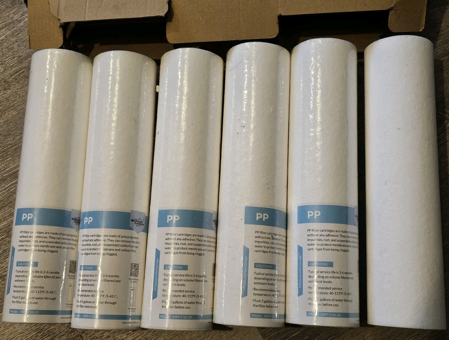 Membrane Solutions 10″ X 2.5″ PP filter cartridges, Qty of 6, MPP-F10-20