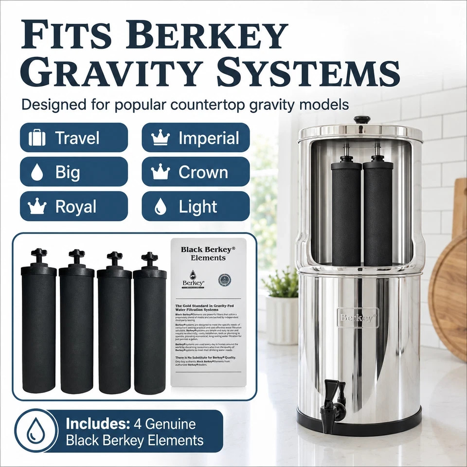 Berkey Authentic Black BB9-2 Water replacement Filters For Berkey 4 PACK