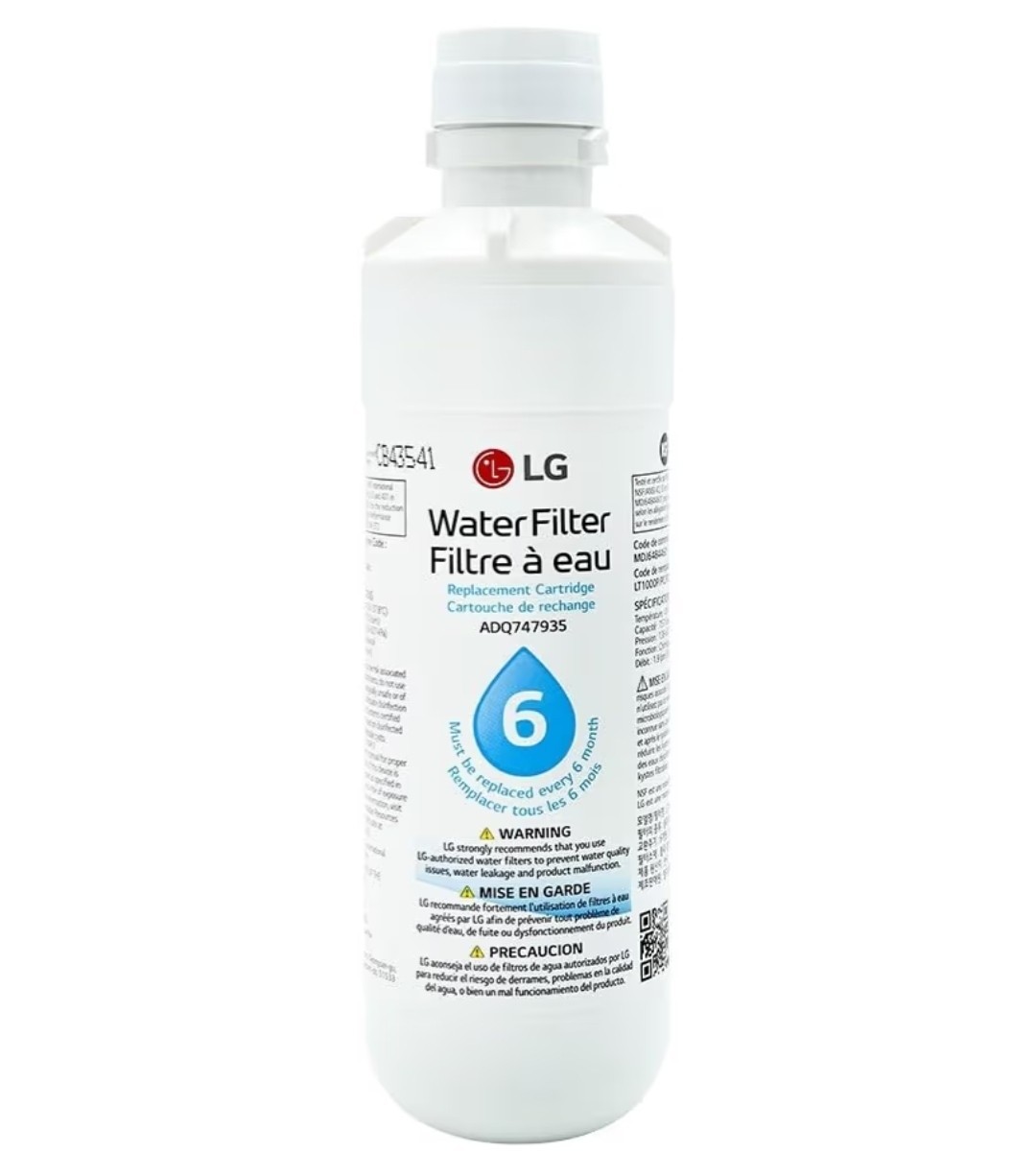 LG LT1000P2 6-Month / 200 Gallon Refrigerator Replacement Water Filter, Reduces