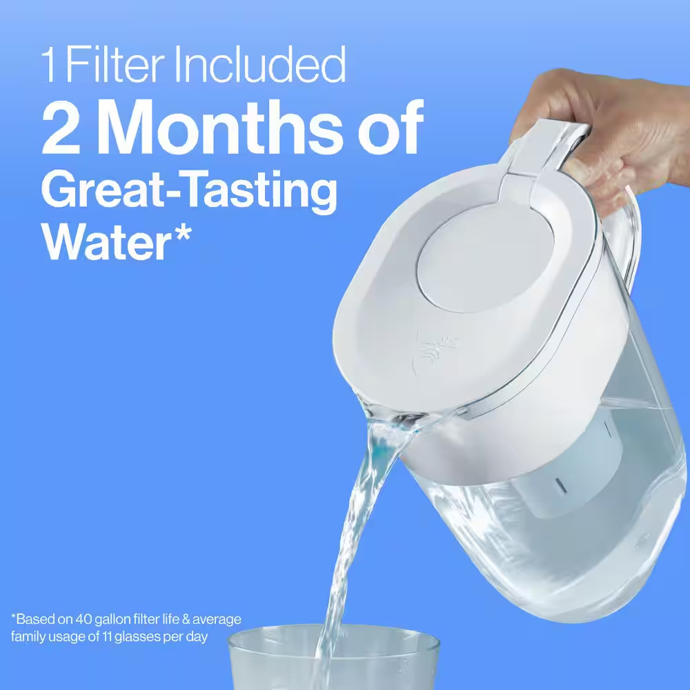 Denali 6 -Cup Small Water Filter Pitcher in Black with 1-Standard Filter, BPA Fr