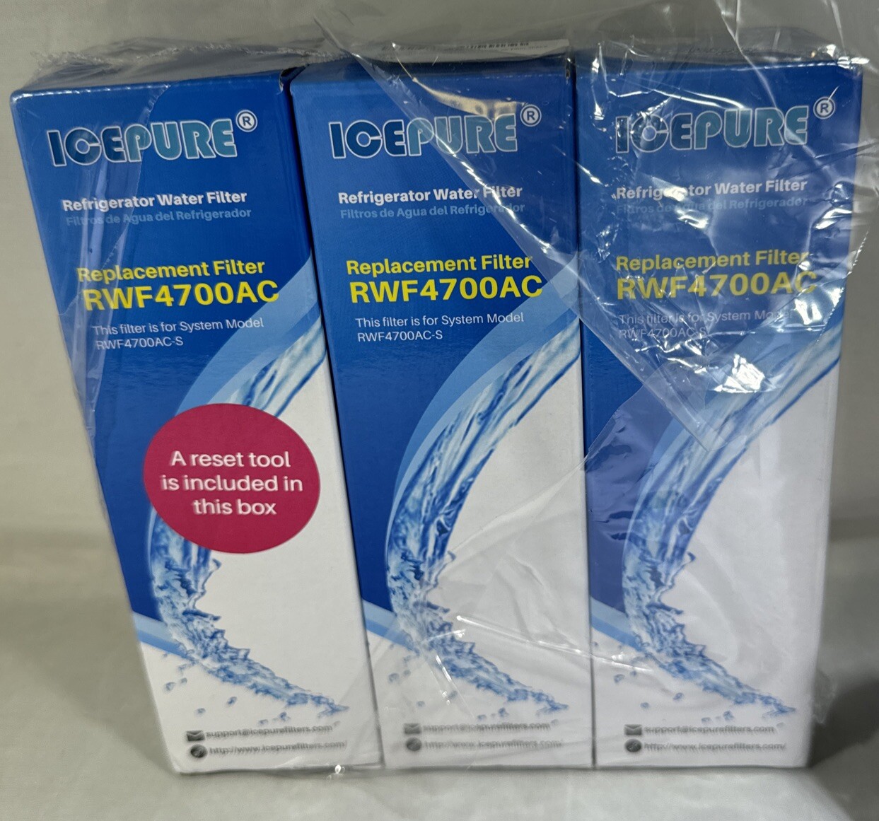 3 Pack IcePure RWF4700AC Refrigerator Water Filters 3 Carbon Air Filter