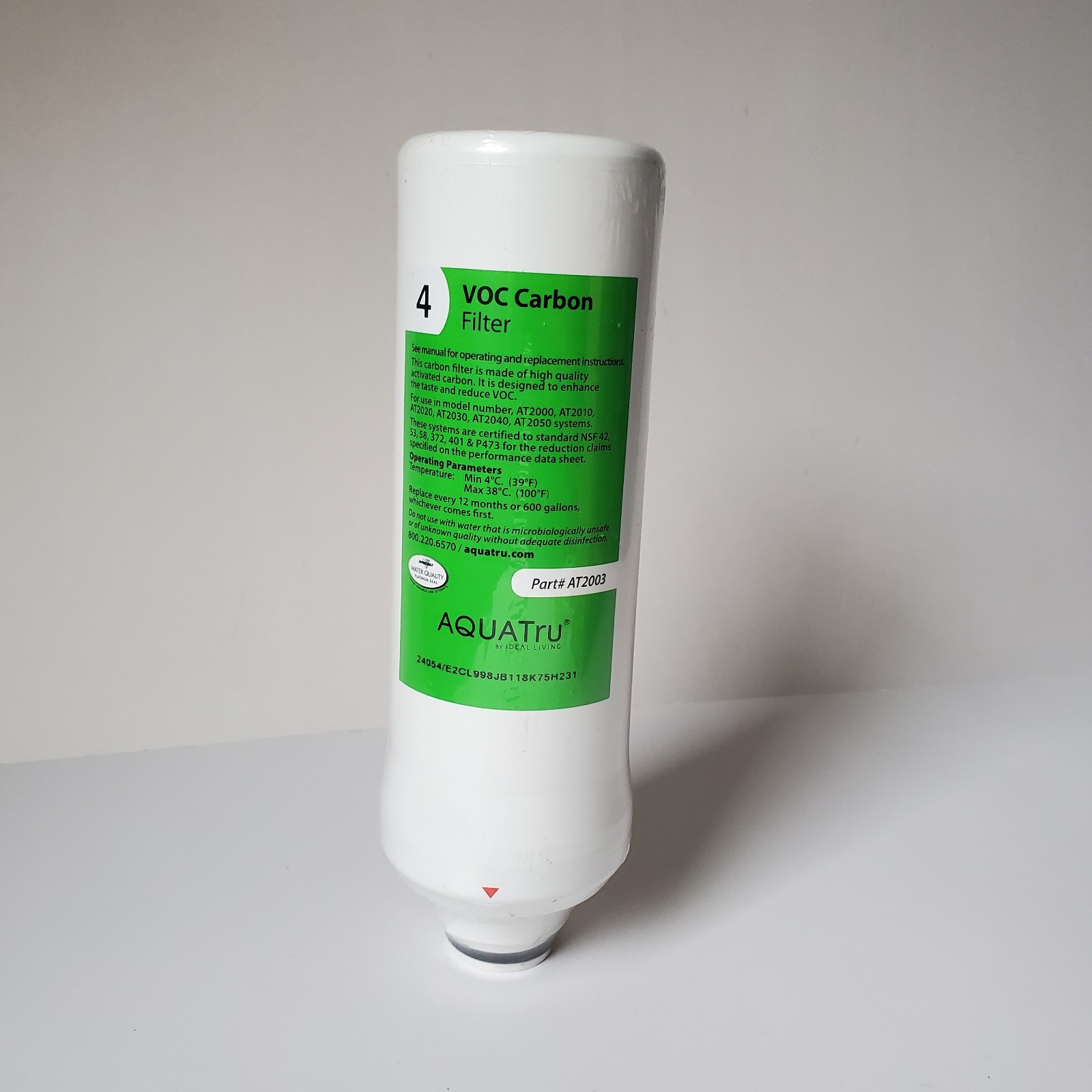 AquaTru VOC Carbon Filter Stage 4 Filter Part # AT2003 Sealed Purify