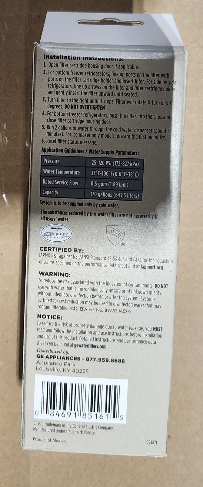 GE XWFE Water Filter – White OEM with Chip