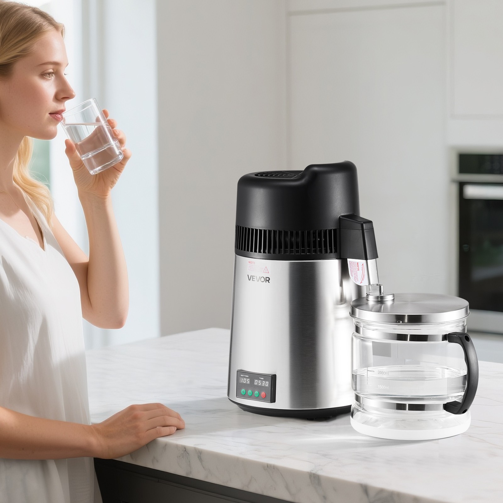 VEVOR 6L Water Distiller Home Countertop Purifier Machine 900W Stainless Steel