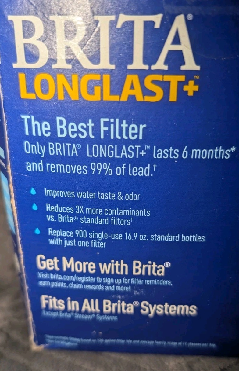 NEW! Brita LONGLAST + 2 Replacement Filters 120 Gallons – 6 Months OB06