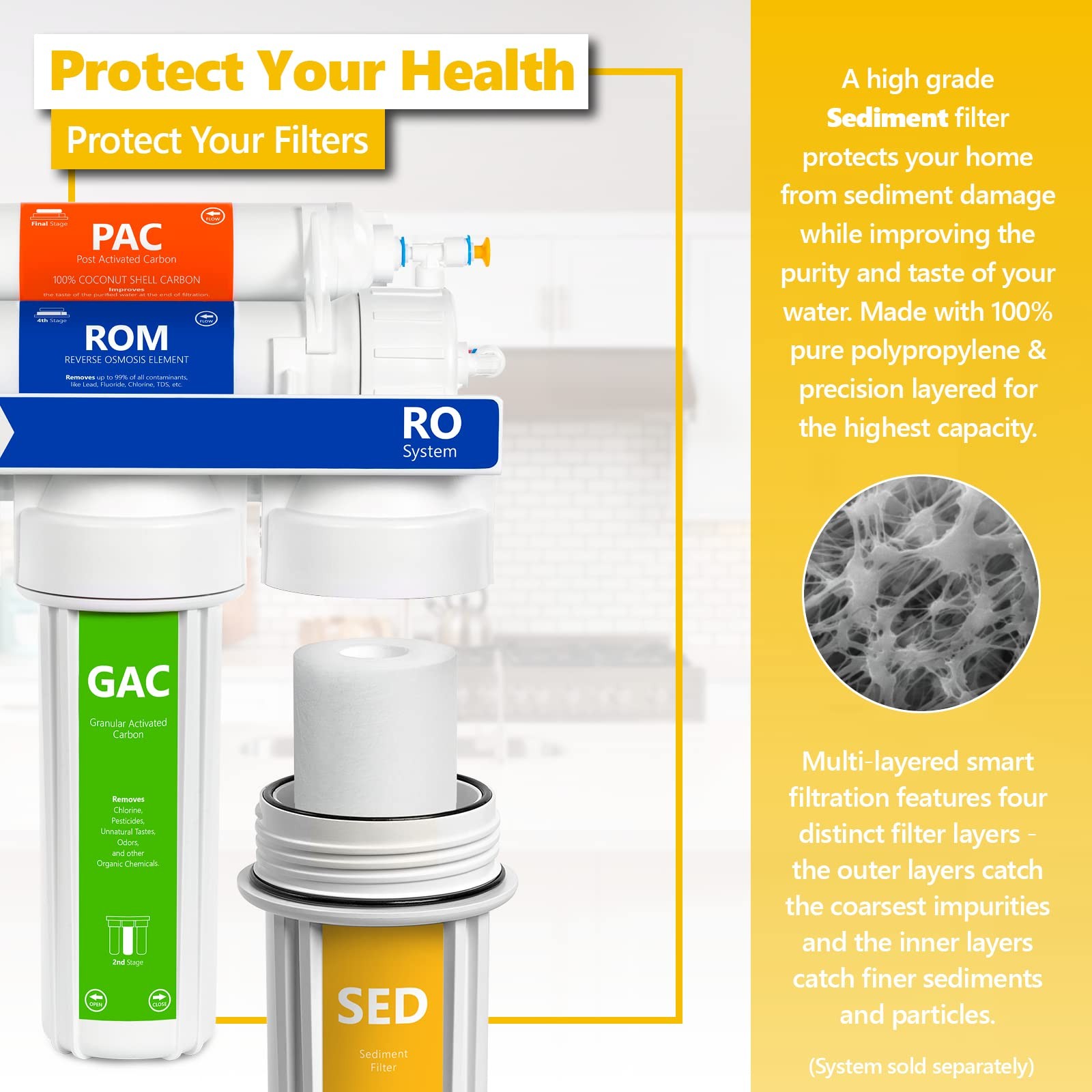 Express Water – 50 Pack Sediment Water Filter Replacement – 1 Micron, High
