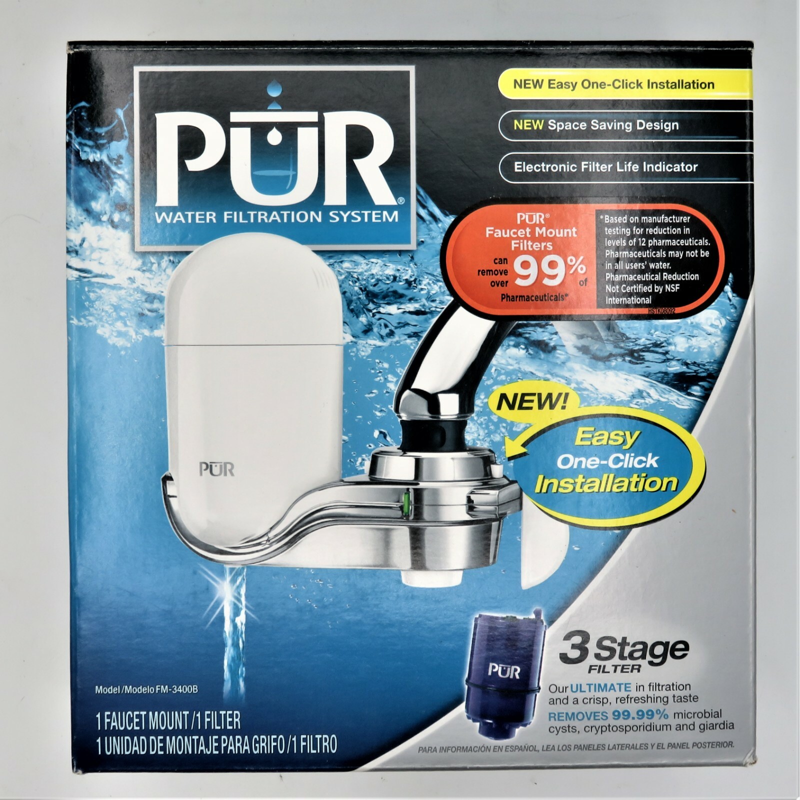 PUR Water Filtration System FM-3400B & 5 Gold 95494880 Replacement Filters NEW!