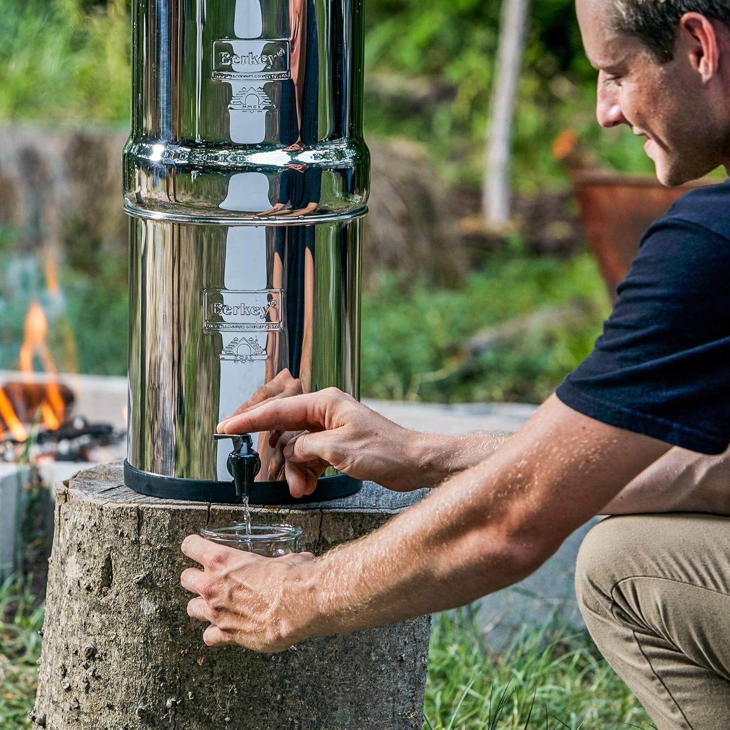 Big Gravity-Fed Stainless Steel Countertop Water Filter System 2.25 Gallon wi…