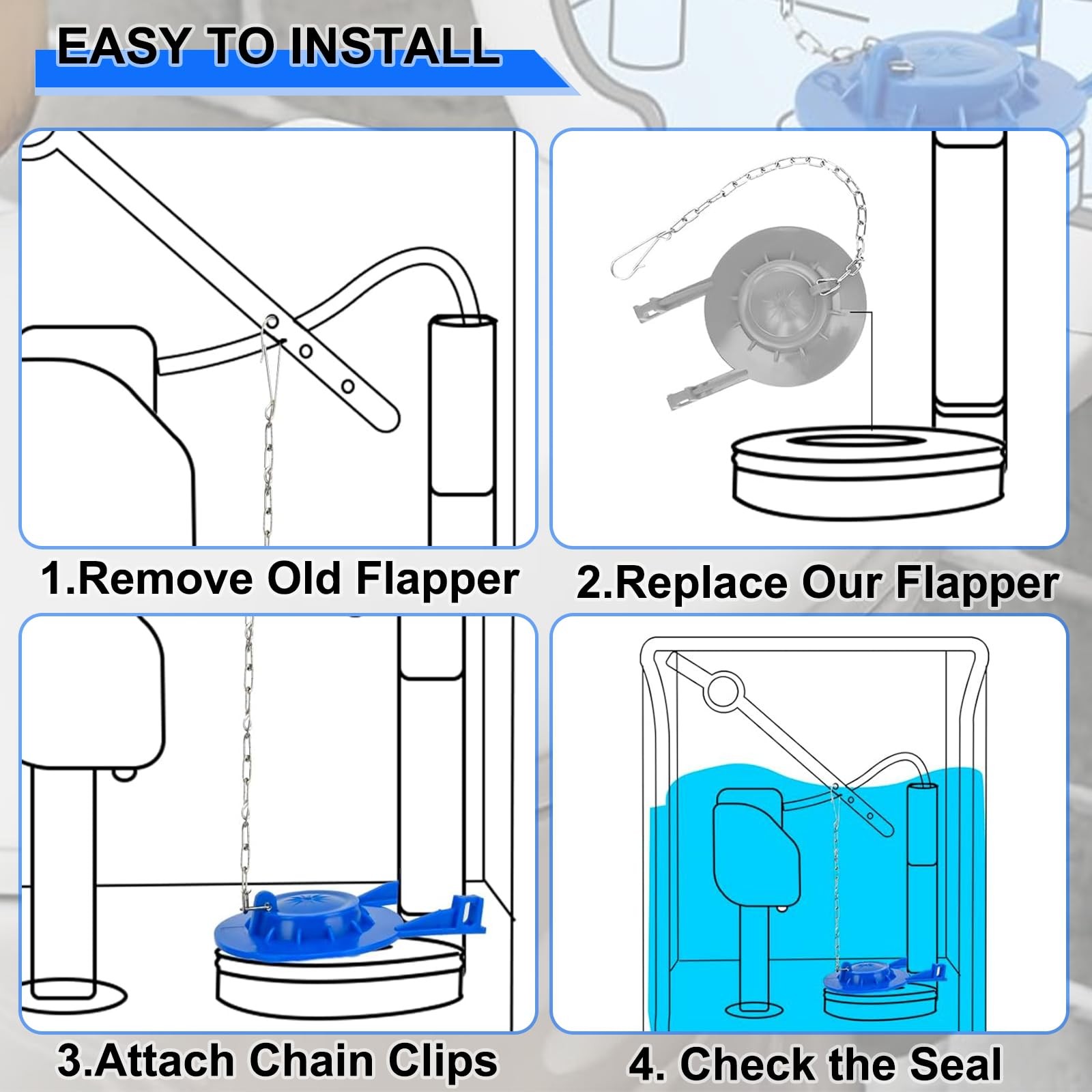 Toilet Flapper Replacement Kit 2 Inch Universal Toilet Tank Flusher Parts Ins…