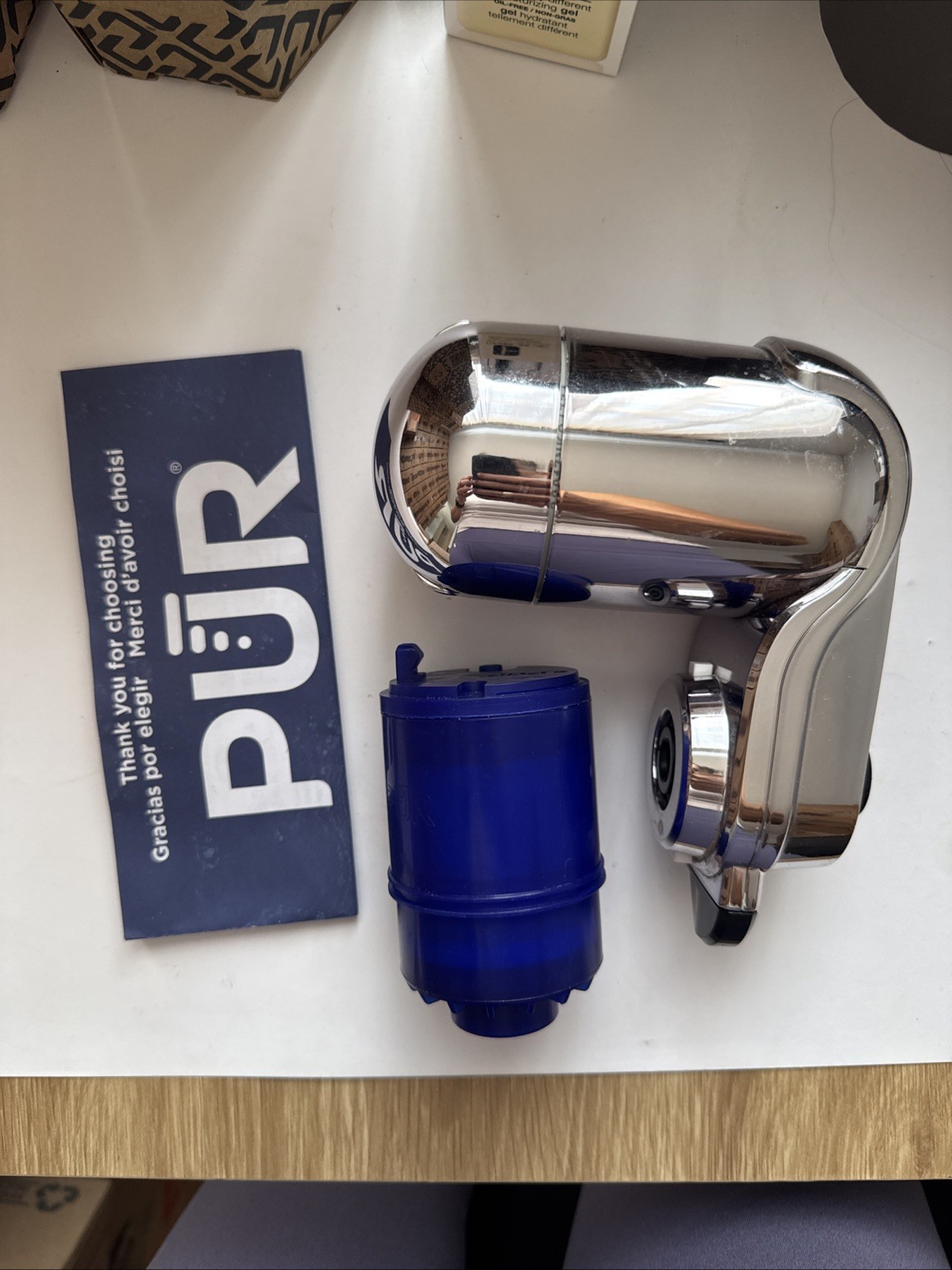 PUR PLUS Vertical Faucet Mount Mount Water Filtration System With 3-1 Lead Red..