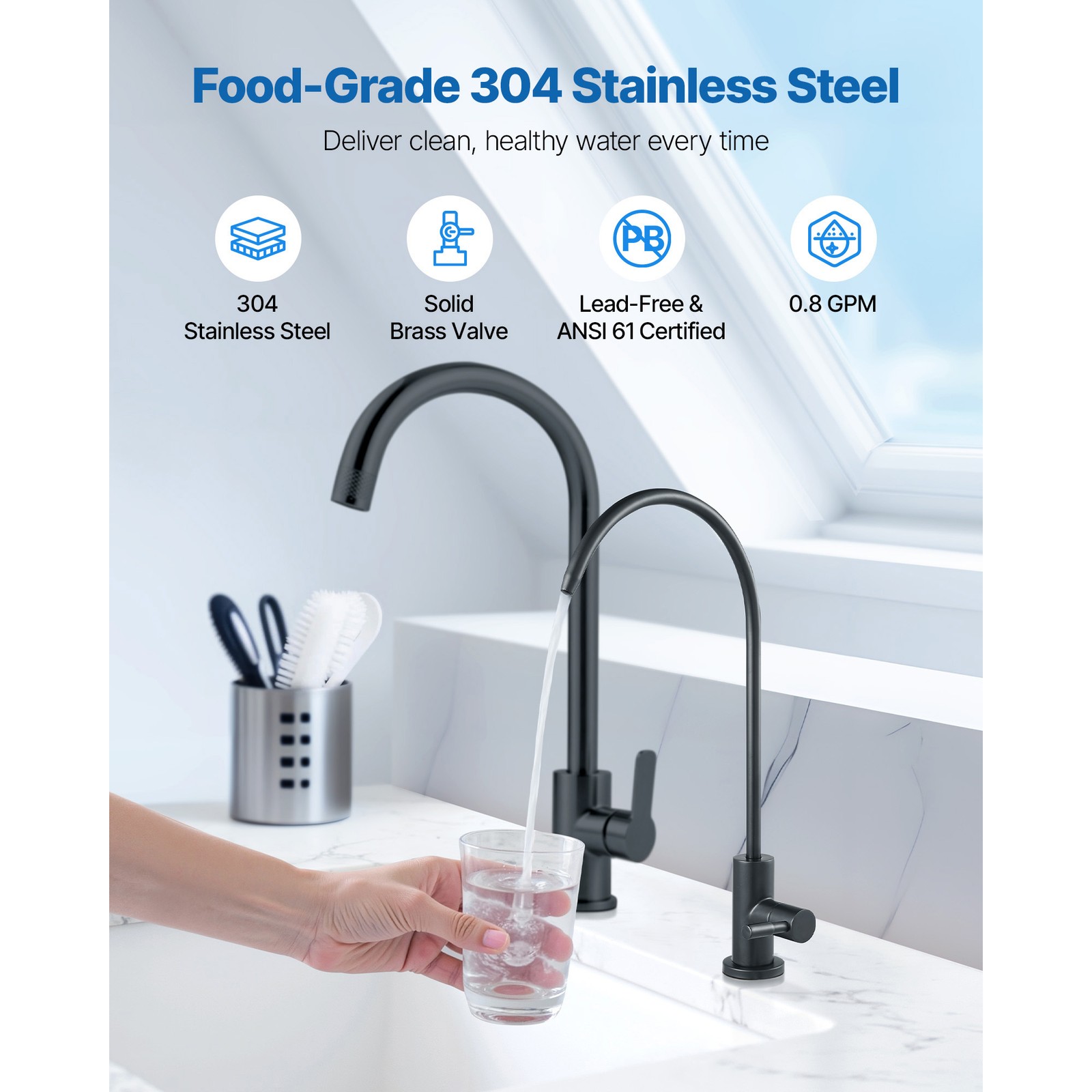 Uimoso Matte Black Lead-Free Faucet for Reverse Osmosis Water Filtration Faucet