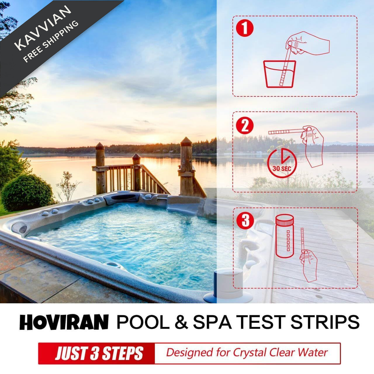 Pool Test Strips 7 Way, 125 Quick Swimming 7 in 1 pool test strips 125ct