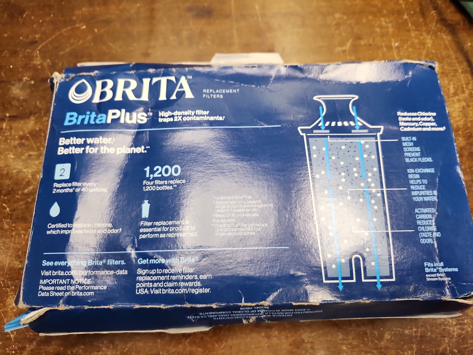 Brita Plus Water Filters for Water Pitchers, Traps 2X Contaminants, 4 Pack