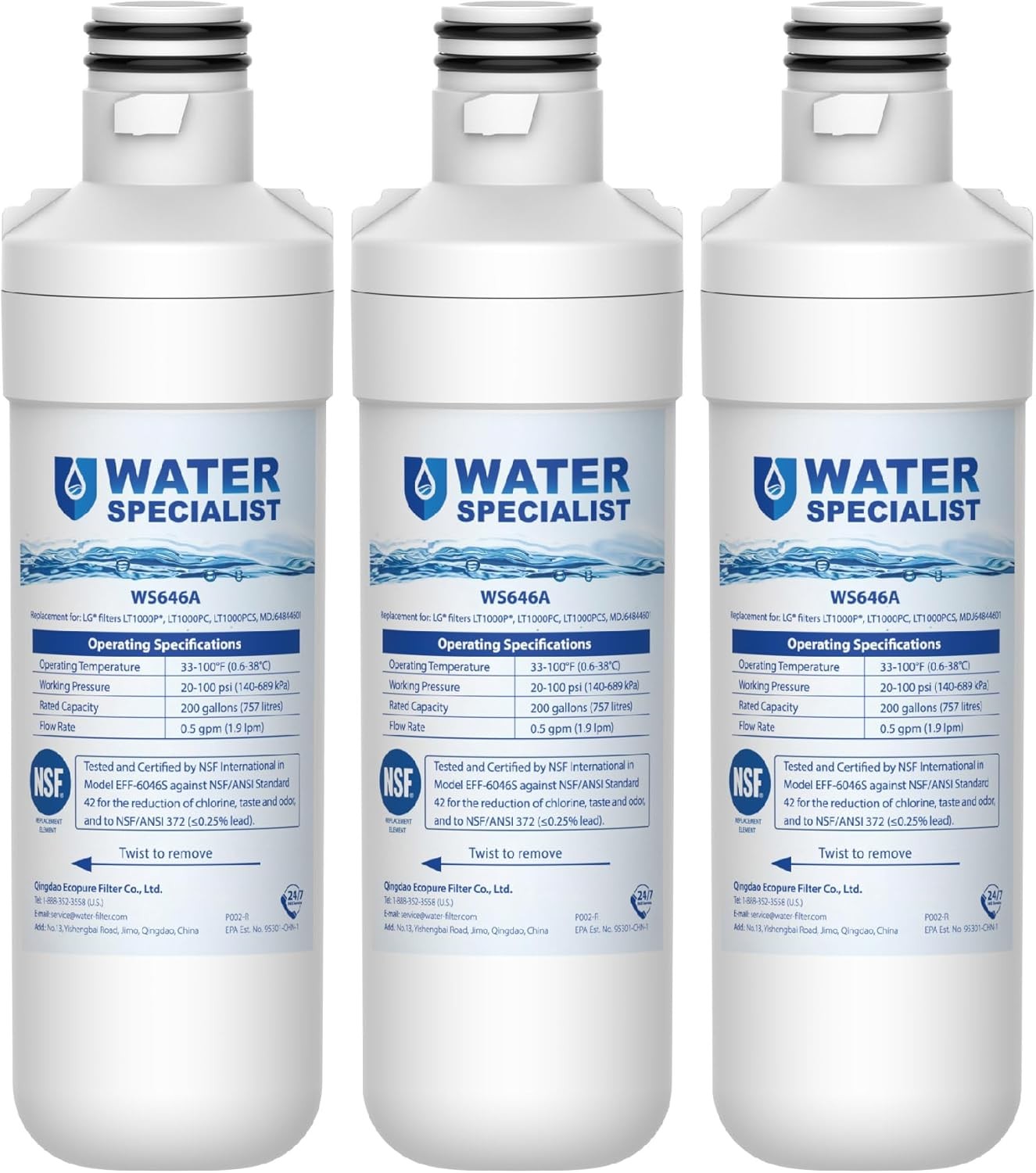 Waterspecialist LT1000PC ADQ747935 Replacement for LG® LT1000P®, LT1000PCS, LFXC