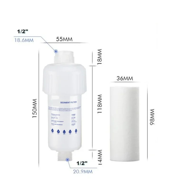 PreFilter Water Filter PP Cotton Filter Cartridge Removal Heavy Metal Purifier H