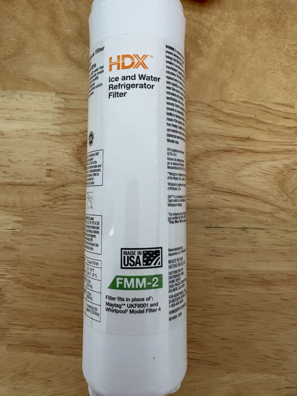 HDX Refrigerator Water Filter FMM-2 for Whirlpool/Maytag UKF8001 300 Gal. 2pack