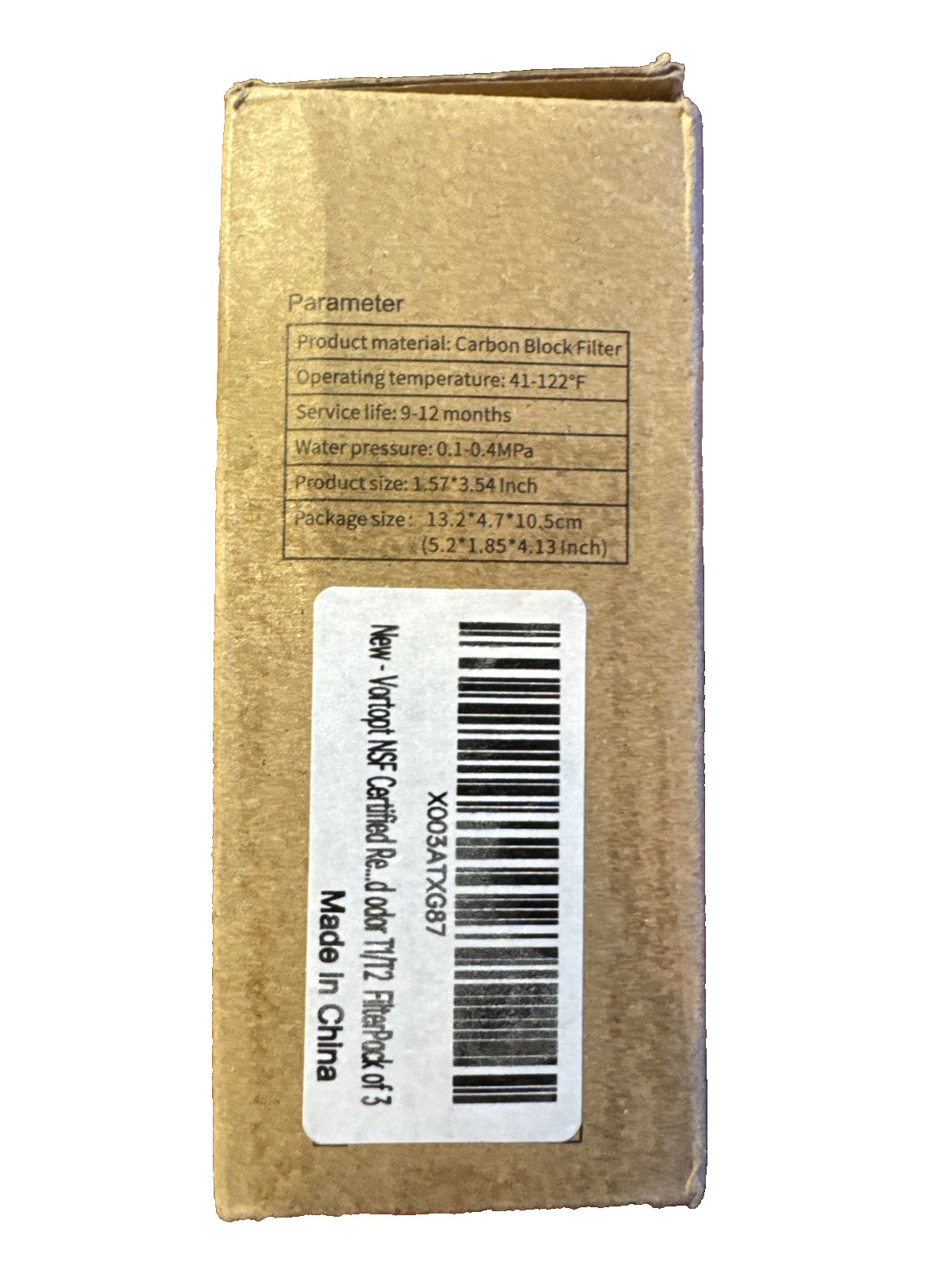 VORTOPT NSF Certified Replacement Filters for T1-ACF/T2-ACF Pack of 3 New