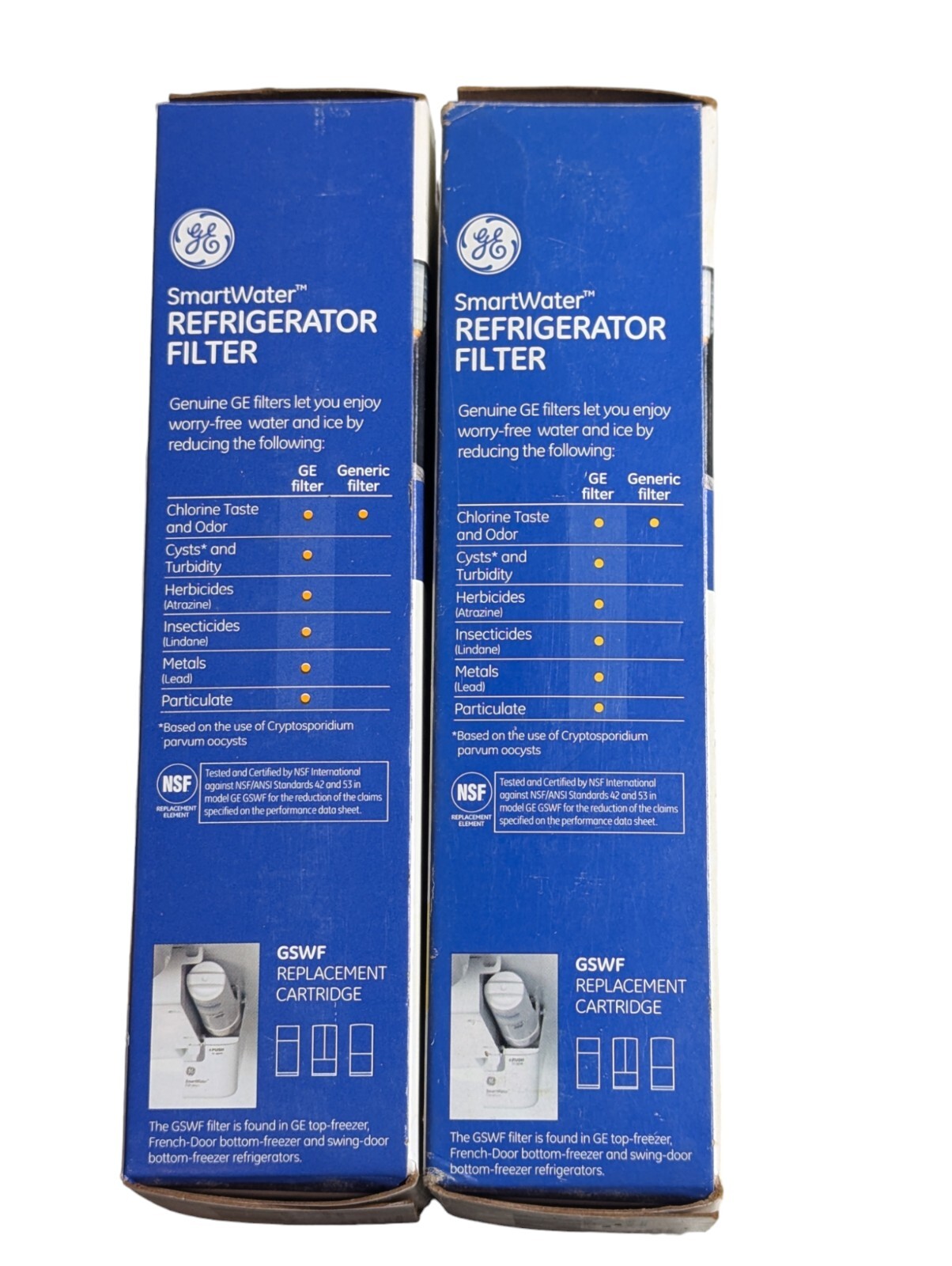 2x Genuine GE Appliances GSWF Replacement Refrigerator Water Filter Cartridges