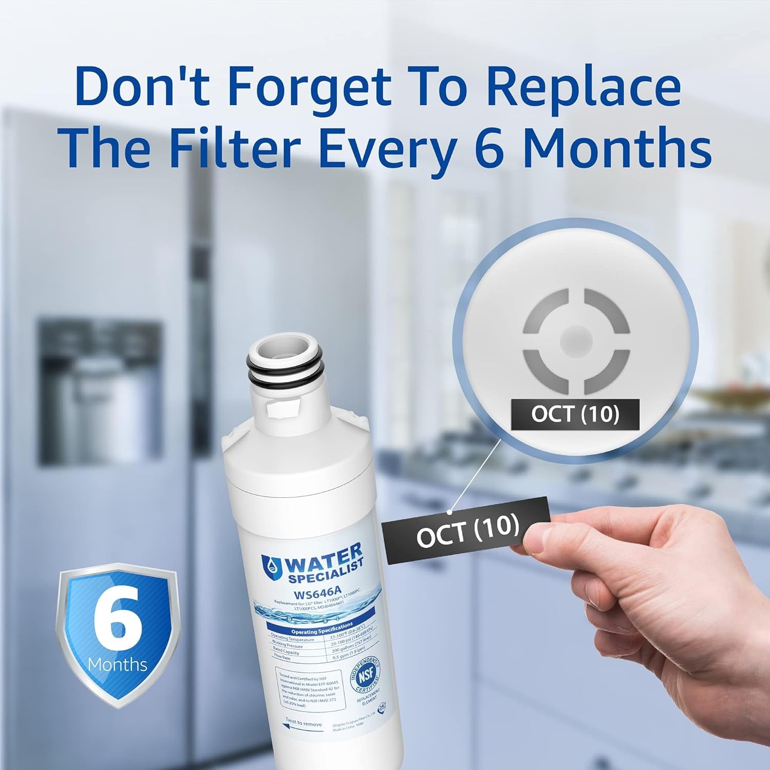 Waterspecialist Refrigerator Water Filter Replacement for LG® LT1000P®, 3 Combo