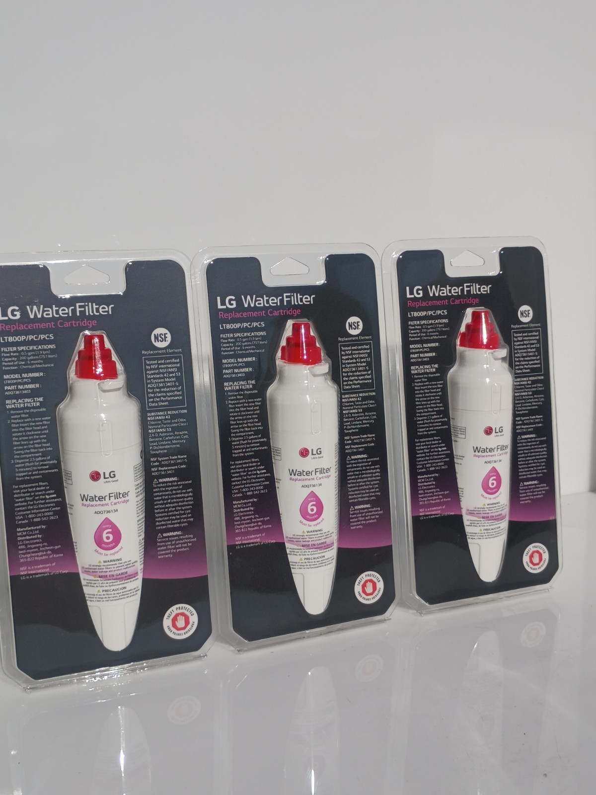 LG LT800P Refrigerator Water Filter ADQ73613403 Fits Kenmore 9490 NSF OEM 3 Pack