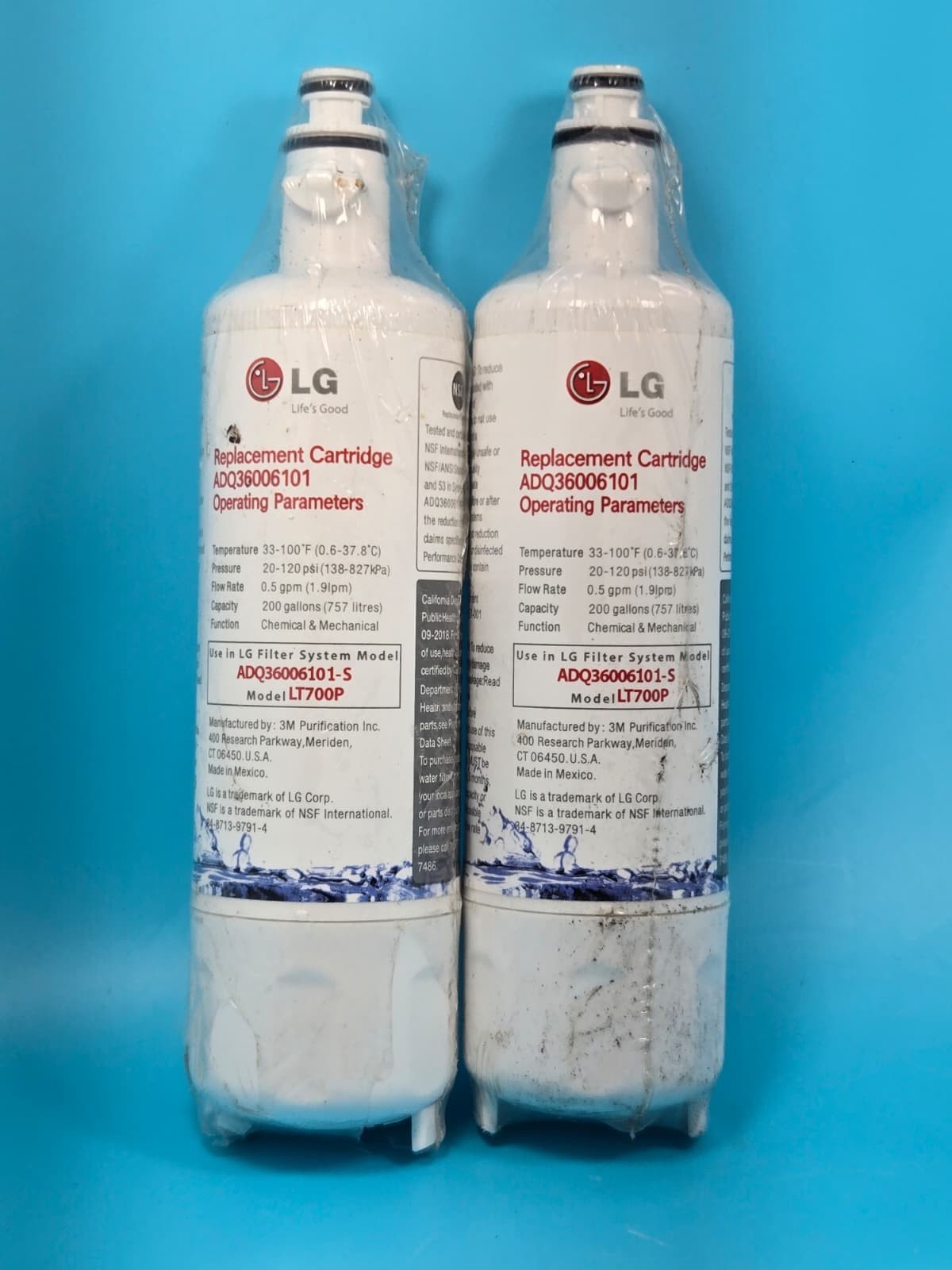 2X Sealed LG LT700P Refrigerator Replacement Water Filter ADQ36006101