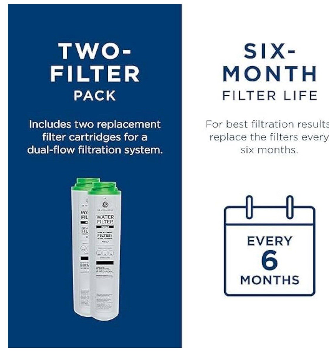 2 PACK GE FQK2J Under Sink Dual Flow Drinking Replacement Water Filter USA