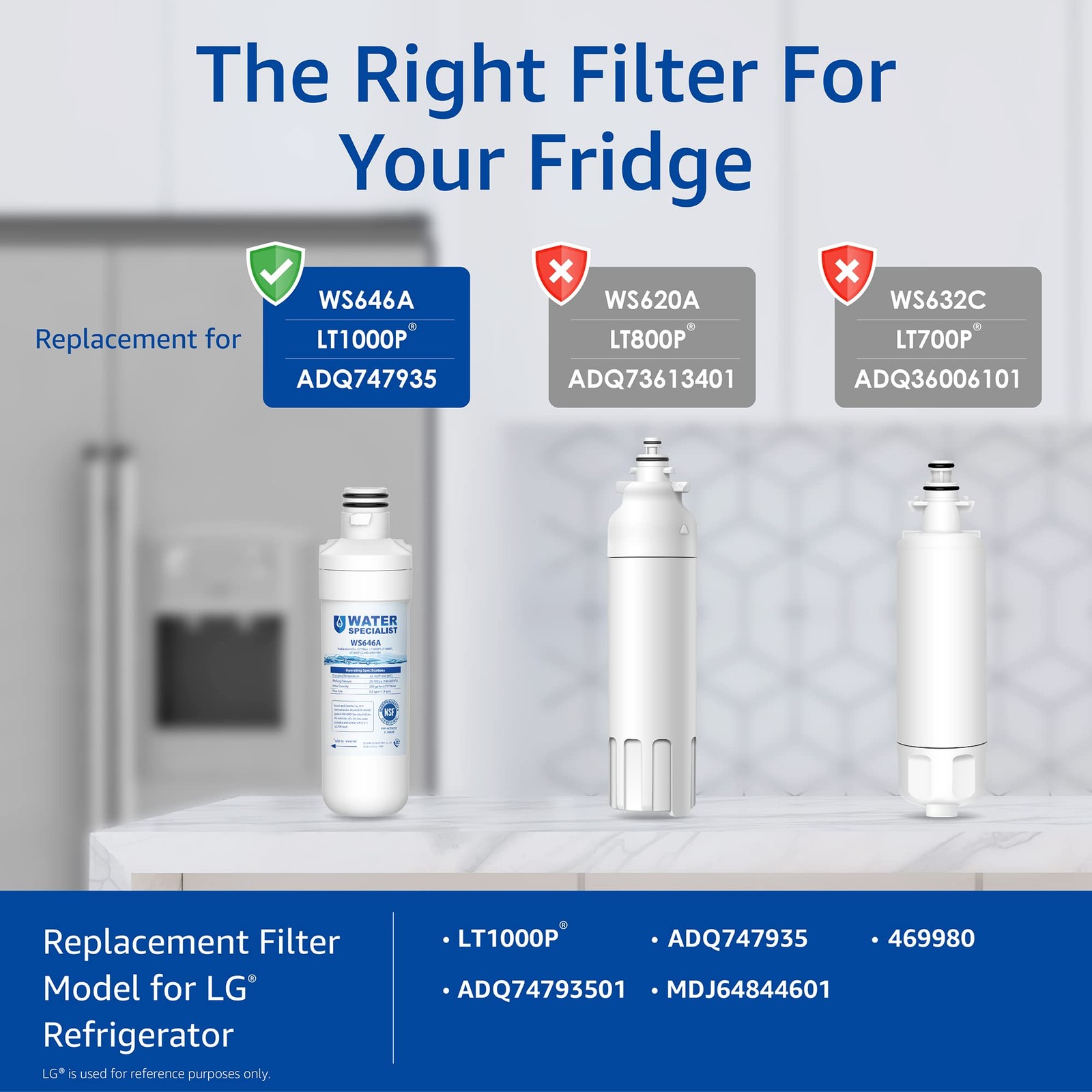 LG LT1000P LT120F Refrigerator Water & Air Filter Combo, 6 Month, 200 Gallon